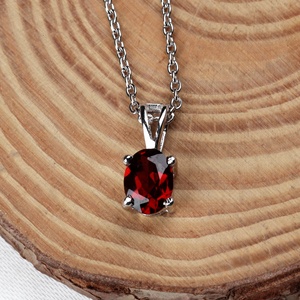 Última Colección de Joyería Clásica Hecha a Mano en Plata de Ley 925 para Mujer, Collar con Granate Natural en Forma Ovalada para Bodas y Fiestas - Product Image 5