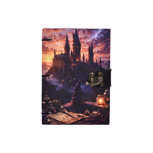 A5 Wizard Castle Fantasy Design Handmade Paper <b>Notebook</b> Lock <b>Diary</b> 200 Page Double Side Writing Eco Friendly Premium Magic Theme - Product Image 3