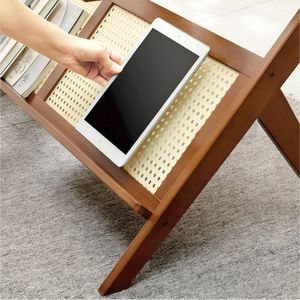 Tavolino da Caffè Artigianale in Rattan Stile Mid-Century Moderno con Piano in Vetro per Soggiorno, Grande Tavolo Centrale Boho con Vano Portaoggetti - Product Image 2