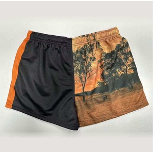 Shorts de football en polyester personnalisés par sublimation avec poches zippées, taille élastique, séchage rapide pour le rugby et le football australien - Product Image 1