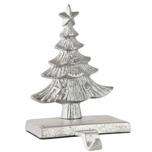Trending Christmas Stocking Holder Silver Textured Tree <b>Mantel</b> Hook Heavy Duty <b>Fireplace</b> Hanger Metal Holiday Display Stand - Product Image 1