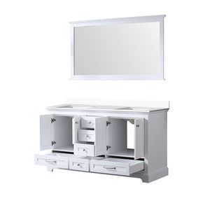 60 Pollici Mobile bagno doppio bianco con lavabo da 58 pollici Specchio 22 Pollici Piano in marmo colato 60 pollici L X 22 Pollici D - Product Image 5