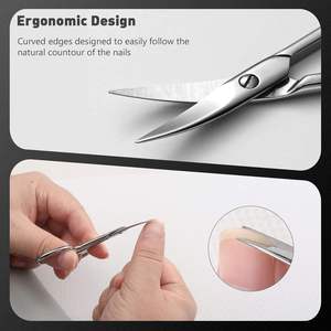 Ciseaux à cuticules professionnels en acier inoxydable de 9,5 cm, lame pointue durable, courbée, coupe-ongles, éliminateur de cuticules, manucure, pédicure, beauté - Product Image 3