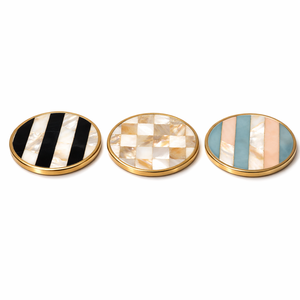 Luxury Gold Aluminum <b>Coaster</b> with Red and <b>White</b> Checker Inlay Round Decorative Drink Holder Premium Metal Beverage <b>Coaster</b> trend - Product Image 3