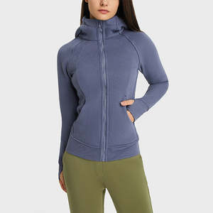 Vêtements de sport d'hiver à manches longues, à capuche, avec fermeture éclair personnalisée, trou pour le pouce, 100% coton, imprimés, pour la salle de sport, fabricant OEM ODM - Product Image 6