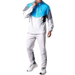 Breathable Solid <b>Design</b> Two Piece Outfit Casual Mens Logo Windbreaker Shorts Lightweight Windbreaker Short Set Men 2027 - Product Image 2