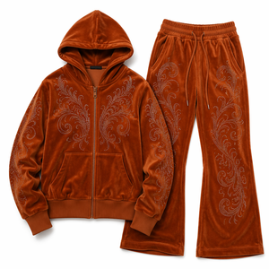 Boys Maroon Rhinestone Tracksuit Full <b>Zip</b> <b>Hooded</b> Sweatshirt Joggers Set Geometric Pattern Sporty Autumn Wear - Product Image 4