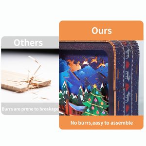 Puzzle 3D in Legno 'Buon Natale' per Adulti, Kit Modello con Luci Notturne, Decorazioni da Scrivania e Regali di Compleanno per Donne - Product Image 5