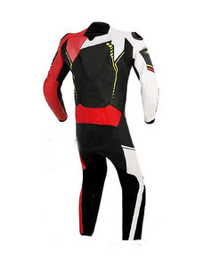 Men's Full Sleeve Leather Motorcycle Racing <b>Suit</b> <b>Red</b> Black White Color Blocked Breathable All Seasons Protection Gear - Product Image 3