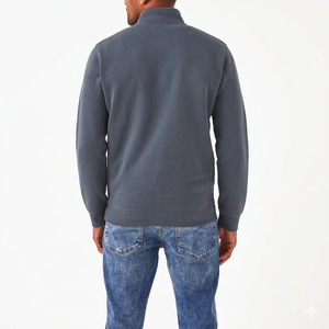 Sweat-shirt Homme à Col Zippé 100% Coton Respirant Couleur Unie Basique en Mélange de Coton pour Usage Extérieur – Vente en Gros - Product Image 2