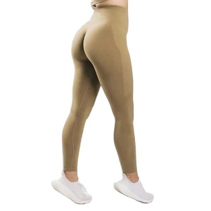 เลกกิ้งผู้หญิง ระบายอากาศ ต้านเชื้อแบคทีเรีย เนื้อผ้าสแปนเด็กซ์/โพลีเอสเตอร์ถักแบบไร้ตะเข็บ เอวสูง ความยาวระดับเข่า สำหรับโยคะและออกกำลังกาย - Product Image 5