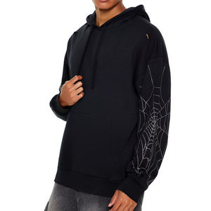 Sudadera con Capucha Personalizada OEM con Pedrería, Diseño de Esqueleto, Cierre Completo, Transpirable, de Secado Rápido, para Hombre, Talla Grande - Product Image 4