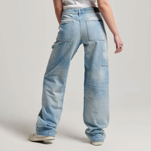 Pantalon en jean respirant grande taille pour femme de haute qualité avec broderie de patch personnalisée, coupe ample, décoration boutonnée - Product Image 4