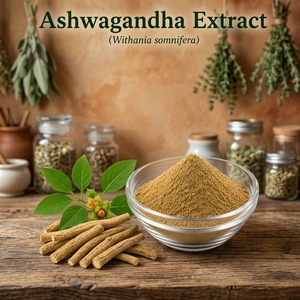 Poudre d'extrait d'Ashwagandha, poudre de feuilles séchées, qualité alimentaire, extrait d'Ashwagandha (Withania Somnifera) Panchang 5% HPLC 60% - Product Image 1