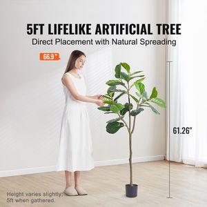 Planta Artificial de Ficus Lyrata de 5 Pies, Material PE Seguro, Protección Antivuelco, Bajo Mantenimiento, Aspecto Realista, para Bodas - Product Image 2
