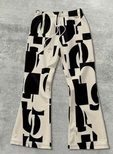 Men s Black <b>White</b> Geometric Printed Sweatpants Elastic Waist Drawstring Casual <b>Jogger</b> Trousers Summer Lightweight Breathable - Product Image 2