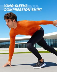 Men Compression Shirt MMA Rash Guard Turtle Neck <b>Long</b> <b>Sleeve</b> Athletic <b>Base</b> <b>Layer</b> Rash Guard For Gym Training Running Cycling Top - Product Image 4