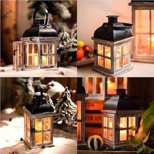 Rustic Wooden Glass Candle <b>Lantern</b> Decorative Farmhouse Tabletop Hanging <b>Lantern</b> for Home Wedding Party Decor - Product Image 3