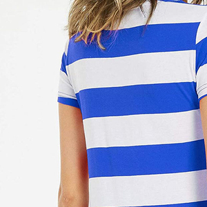 T-shirts pour femmes à manches courtes, design rayé, anti-humidité, légers, vêtements de sport décontractés pour l'été, prix de gros - Product Image 4