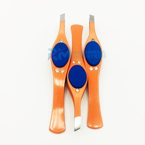 RMI New Trending Product Customized Orange Powder Coated Color New Eyebrow Tweezers - Product Image 3