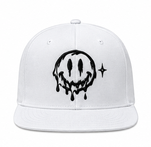 Casquette Snapback en nylon blanche à 6 panneaux avec logo M brodé noir sur le panneau avant, unisexe, motif feuille sportif, taille adulte 58-60CM - Product Image 3