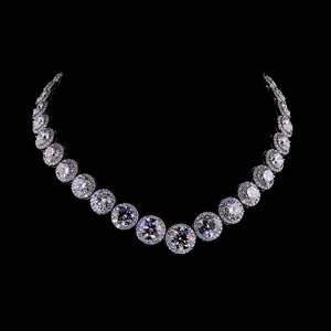 Hiphopstar Lab Grown Diamond Pendant Necklace in White Gold Round Brilliant Cut Trendy Engagement Party Wedding - Product Image 1
