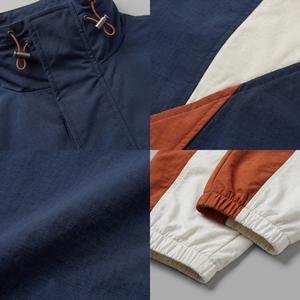 ชุดแจ็คเก็ตและกางเกงวอร์มผู้ชายแบบมีฮู้ดกันน้ำ ผ้าไนลอน ปักโลโก้ตามสั่งจากผู้ผลิต สไตล์ลำลอง - Product Image 4