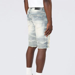 Shorts en jean pour hommes, nouvelle collection été, haute qualité, décontracté, style vintage urbain, délavage clair, confortable, respirant, coupe droite - Product Image 3