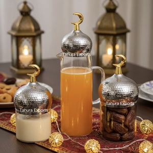 Tarro de cristal artesanal superventas 2026 para decoración de mesa de Ramadán, nuevo estilo con tapa de minarete y jarra para Eid - Product Image 1