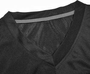 T-shirt de sport athlétique pour femme en polyester léger, col en V noir, manches courtes, brodé, antibactérien, maille, football - Product Image 4