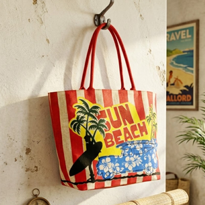 Sac de shopping élégant en jute avec longues poignées et fermeture éclair |   Sac fourre-tout personnalisé sans azo, imprimé floral, pour la plage et les courses - Product Image 4