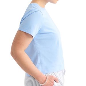 T-shirt court décontracté d'été pour femme, personnalisable avec logo, en coton uni, à manches courtes, vente en gros, fournisseur d'usine OEM - Product Image 2