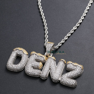 Men's Hip Hop DENZ <b>Letter</b> Pendant 925 Silver 18K Gold Plated Moissanite Themed Charm Everyday Wear - Product Image 3