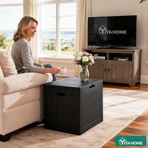 Boîte de rangement en résine imperméable de 30 gallons avec couvercle verrouillable, rangement extérieur portable pour meubles de patio - Product Image 2