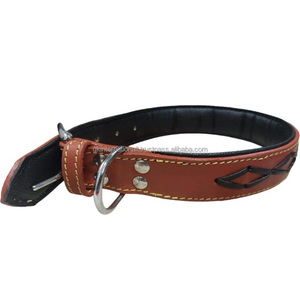 Collier réglable pour chien en cuir véritable de tous les jours, tressé à la main, design personnalisé, collier en cuir rembourré extra large pour chien - Product Image 1