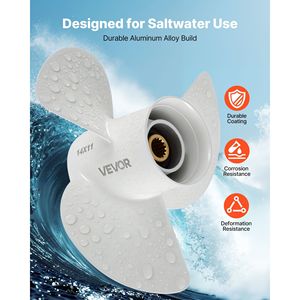 Elica Fuoribordo in Alluminio OEM Aggiornata a 15 Denti, Compatibile con Motori Yamaha 50-130 HP, per Ingranaggio da 4-1/4 Pollici - Product Image 3