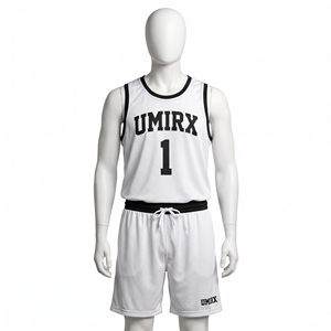 Ensemble short et maillot de basket réversible personnalisé 100 % polyester maille noir marbré blanc double face pour entraînement et match - Product Image 2