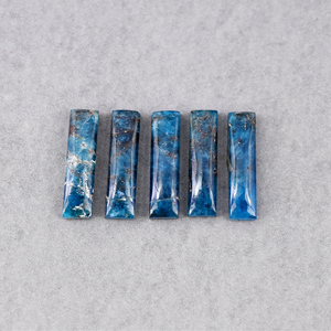 Apatita azul natural de alta calidad, 6x23mm, forma rectangular, base plana, alto brillo, cabujón de piedra preciosa suelta para la elaboración de colgantes. - Product Image 3