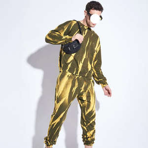 Survêtements de course légers tie-dye 100 % coton respirants et confortables avec cordon de serrage, coupe ajustée pour l'été - Product Image 1