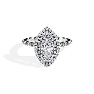 Women's Marquise Cut Diamond Engagement Ring Prong Setting 14K Gold floral Style IGI Certified - Product Image 1