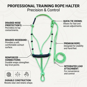 Laisse d'entraînement professionnelle verte tressée avec muserolle à attache rapide, cordon de qualité supérieure et connexions renforcées intégrées - Product Image 5
