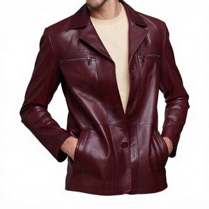 Men's Casual <b>Leather</b> <b>Blazer</b> <b>Jacket</b> Long Sleeve Outerwear Private Label Manufacturer - Product Image 1