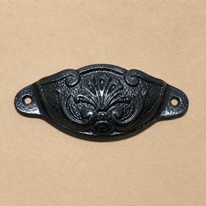 Antique Black Cast Iron Cabinet Drawer <b>Handle</b> Decorative Cup <b>Pull</b> | Vintage Kitchen Cupboard Dresser Furniture <b>Door</b> Hardware Set - Product Image 1
