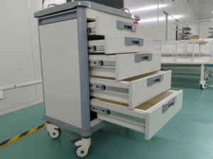 ACF-03 병원 가구 ABS 약물 배달 카트 의학 트롤리 5 서랍 비상 트롤리 판매 - Product Image 6