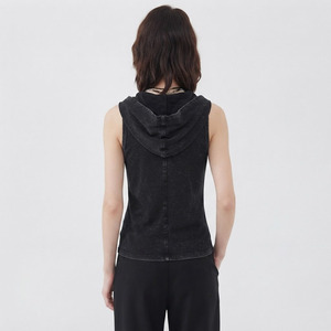 Camiseta sin mangas con cremallera para mujer, estilo vintage, 100% poliéster, de secado rápido, transpirable, para gimnasio, entrenamiento y uso urbano. - Product Image 2