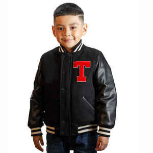 kids <b>sherpa</b> <b>fleece</b> varsity jacket 100 percent polyester zip up winter letterman jacket custom embroidery - Product Image 3