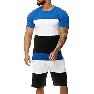 Ensemble T-shirt et short pour homme personnalisable, col rond, séchage rapide, 100% polyester, impression numérique sans couture, été - Product Image 1
