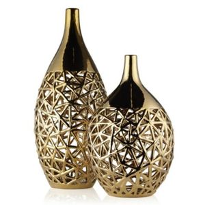 Luxury Organic Cut Out Metal Decorative Vase Modern Tabletop Flower Vase Home Office Centerpiece Accent Decor Display - Product Image 3