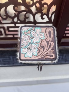 Handmade Designer Hair On Hide <b>Jewellery</b> Compact <b>Case</b> Vintage Hand Tooled Leather Floral Design Durable Storage Accessory Holder - Product Image 5
