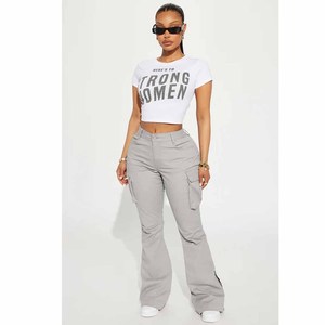 Streetwear Big Pocket <b>Cargo</b> Pants Trousers for Ladies Women <b>Wide</b> <b>Leg</b> Green Casual Pants Low Waist Baggy Women's Trousers - Product Image 3